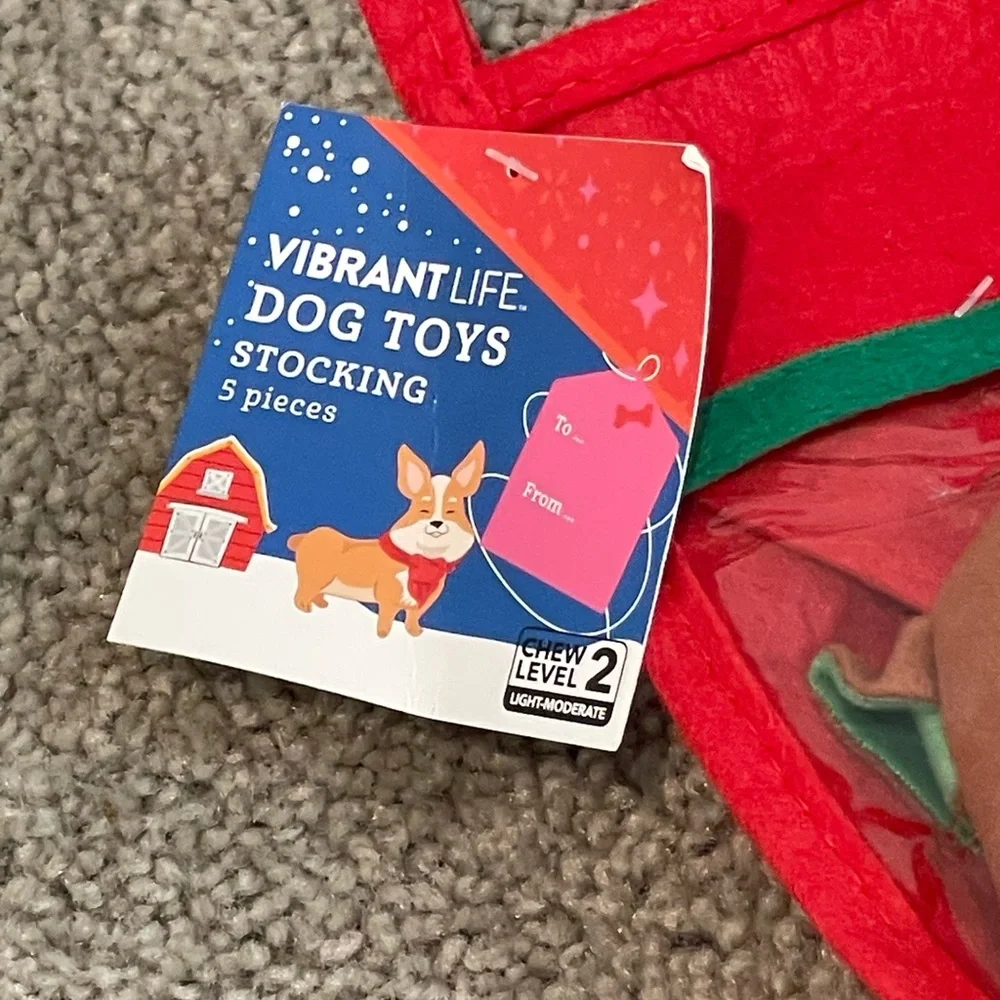 NWT Vibrant Life‎ Red Dog Toy Stocking Set